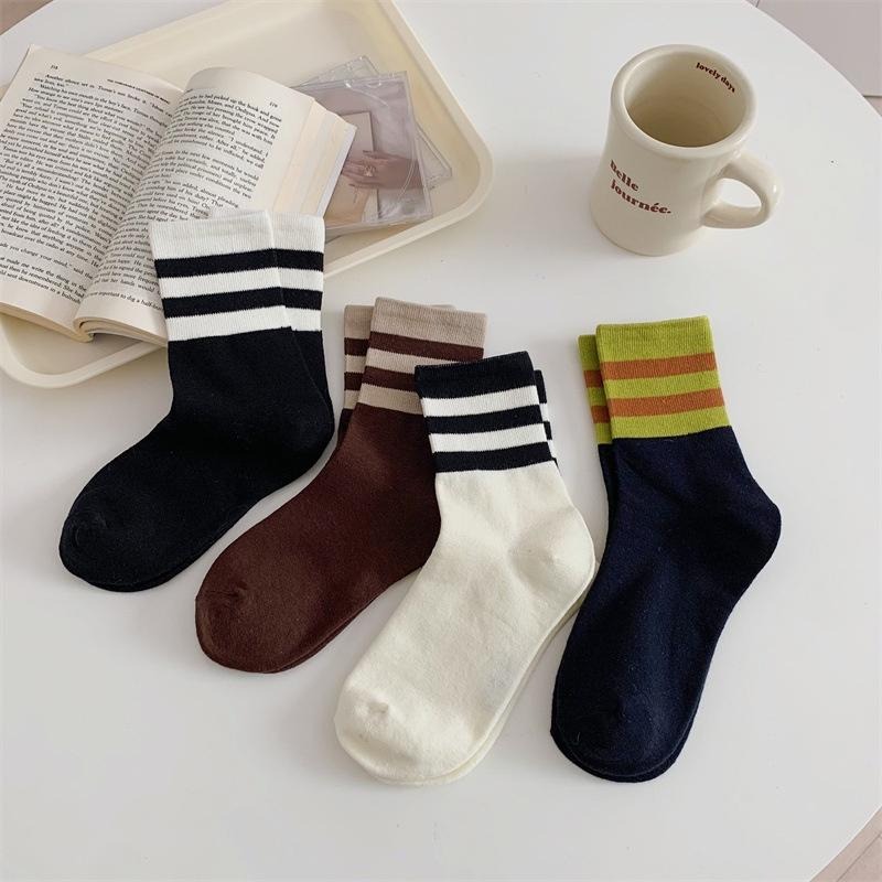 B855｜中筒襪長襪 潮牌 中筒襪 長襪 男襪 女襪 襪子  條紋襪 棉襪 百搭 男女不拘xiami-細節圖4