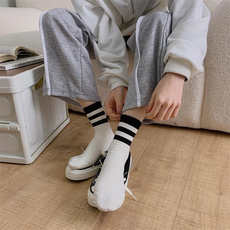 B855｜中筒襪長襪 潮牌 中筒襪 長襪 男襪 女襪 襪子  條紋襪 棉襪 百搭 男女不拘xiami-細節圖6