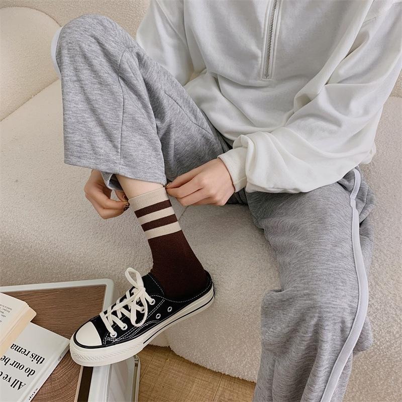 B855｜中筒襪長襪 潮牌 中筒襪 長襪 男襪 女襪 襪子  條紋襪 棉襪 百搭 男女不拘xiami-細節圖7