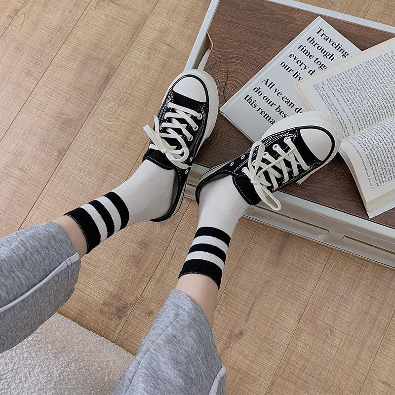 B855｜中筒襪長襪 潮牌 中筒襪 長襪 男襪 女襪 襪子  條紋襪 棉襪 百搭 男女不拘xiami-細節圖8