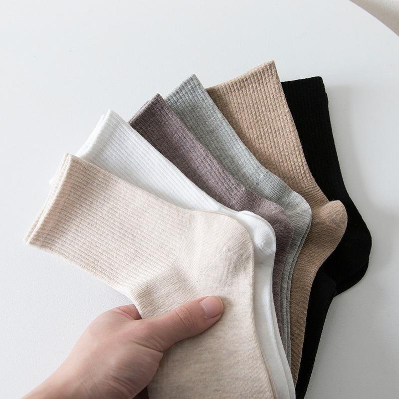 B855｜時尚百搭女襪棉質素色中筒襪 棉質素色中筒襪 棉 中筒襪 襪子 長襪xiami-細節圖6