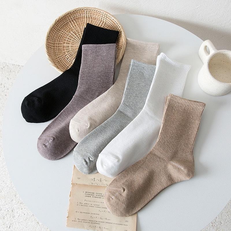 B855｜時尚百搭女襪棉質素色中筒襪 棉質素色中筒襪 棉 中筒襪 襪子 長襪xiami-細節圖7