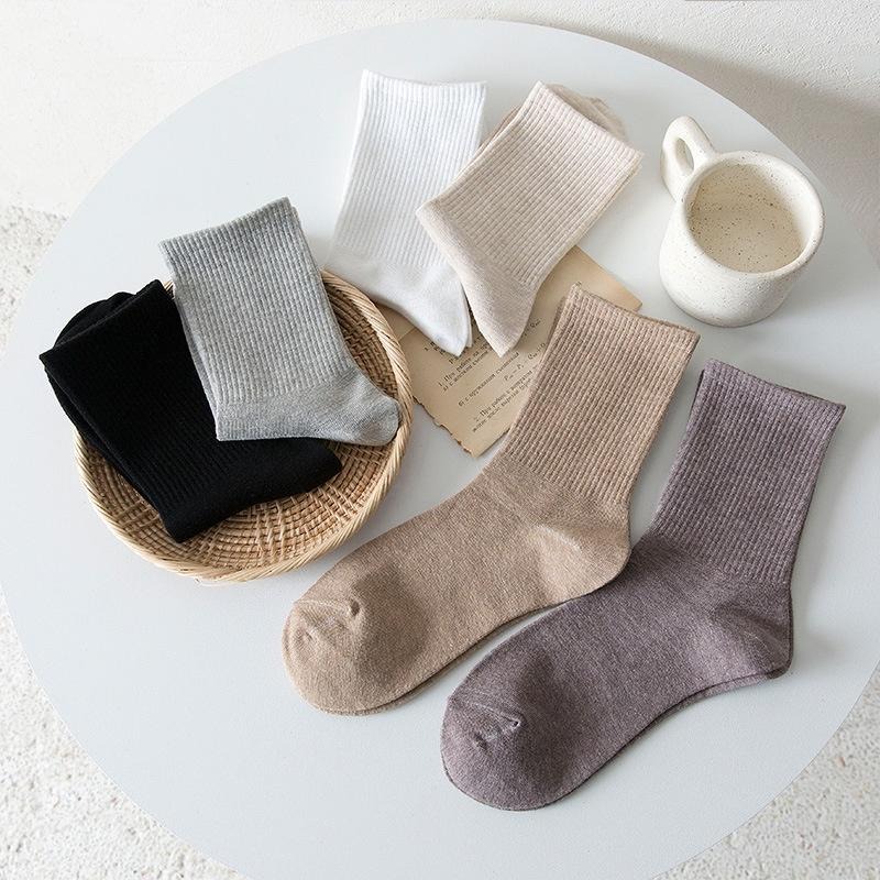 B855｜時尚百搭女襪棉質素色中筒襪 棉質素色中筒襪 棉 中筒襪 襪子 長襪xiami-細節圖8