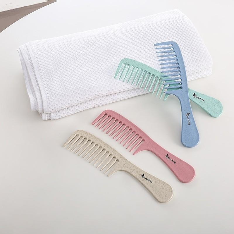 B812｜小麥防靜電梳子 按摩梳子 梳子 環保梳子 可愛 北歐風防靜電 粗齒大齒梳 長髮梳子 寬齒梳-細節圖2