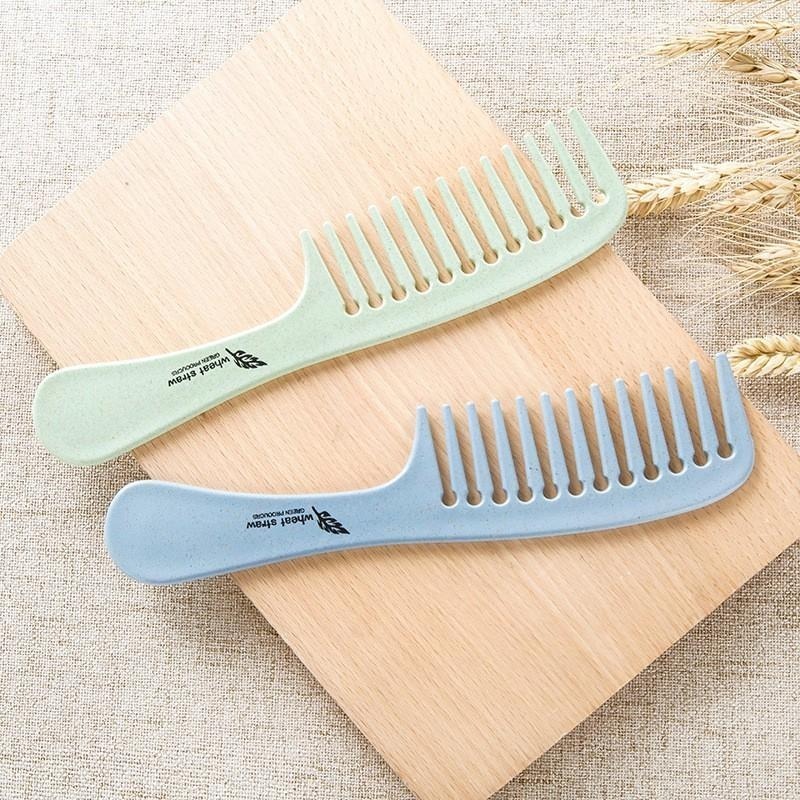 B812｜小麥防靜電梳子 按摩梳子 梳子 環保梳子 可愛 北歐風防靜電 粗齒大齒梳 長髮梳子 寬齒梳-細節圖4