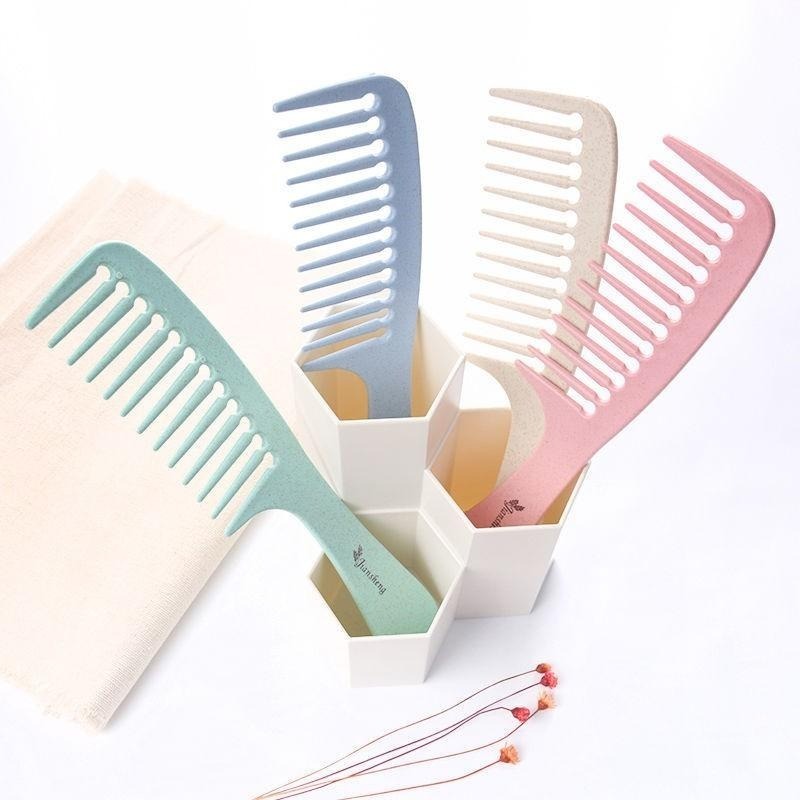 B812｜小麥防靜電梳子 按摩梳子 梳子 環保梳子 可愛 北歐風防靜電 粗齒大齒梳 長髮梳子 寬齒梳-細節圖7