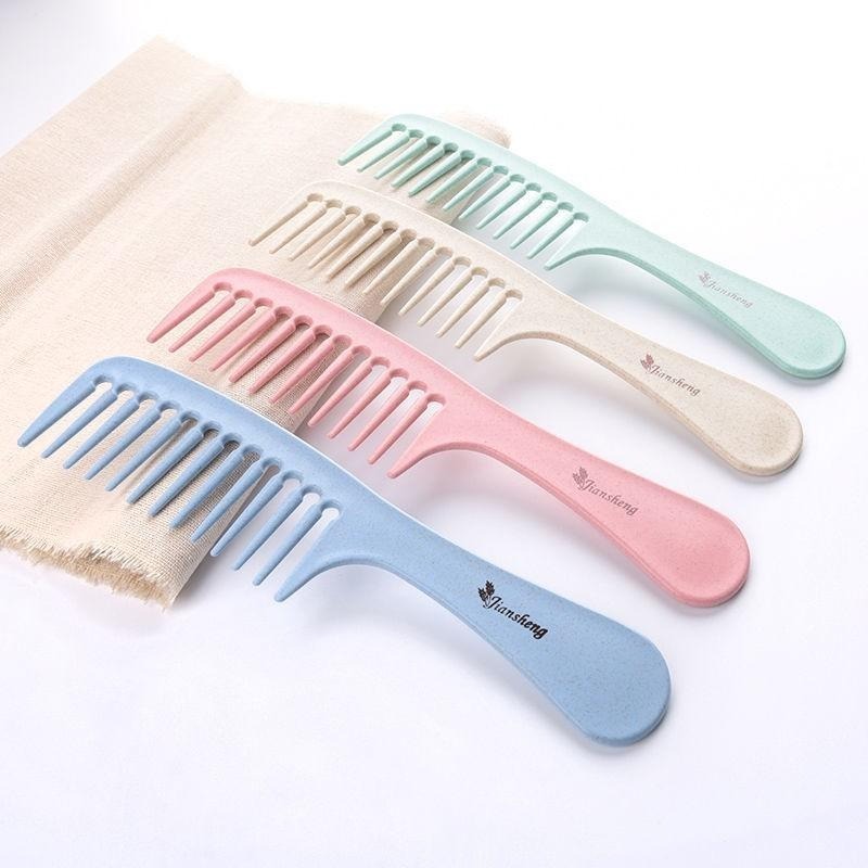 B812｜小麥防靜電梳子 按摩梳子 梳子 環保梳子 可愛 北歐風防靜電 粗齒大齒梳 長髮梳子 寬齒梳-細節圖9