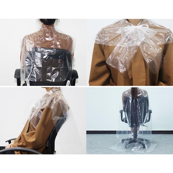 DH065｜繫繩款 一次性染髮披肩 拋棄式披肩 拋棄式美容披肩 燙髮披肩 染髮披肩 1整包200入 一次性披肩-細節圖2