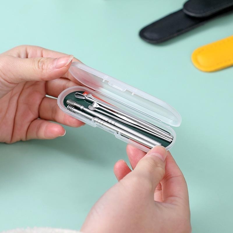 B846｜掏耳 挖耳勺 不銹鋼掏耳勺 可攜式不銹鋼 耳挖套裝 螺旋挖耳勺 便攜式采耳棒 掏耳棒 掏耳6件組-細節圖4