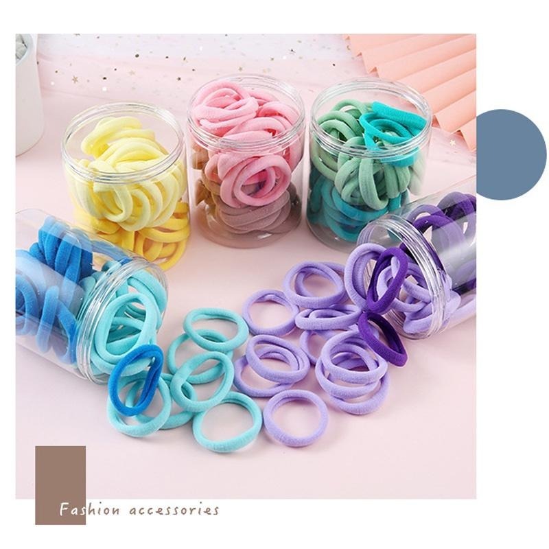 B834｜韓系髮圈 罐裝髮圈 髮束 綁馬尾 高彈力 髮帶 綁頭髮 韓系髮飾 彈力無痕髮圈 馬卡龍髮圈-細節圖3