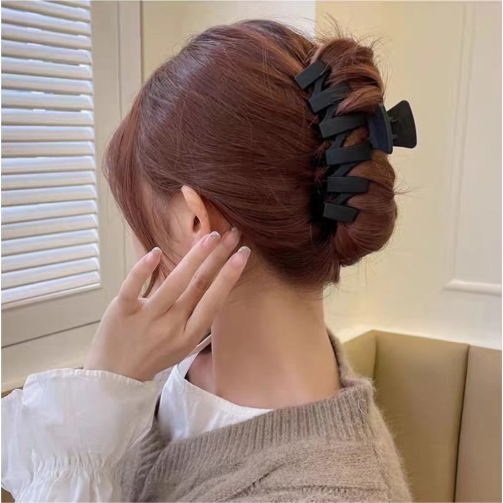 B845｜時尚質感交叉抓夾 鯊魚夾 韓國慵懶復古抓夾 氣質抓夾  髮夾 髮飾 造型-細節圖3