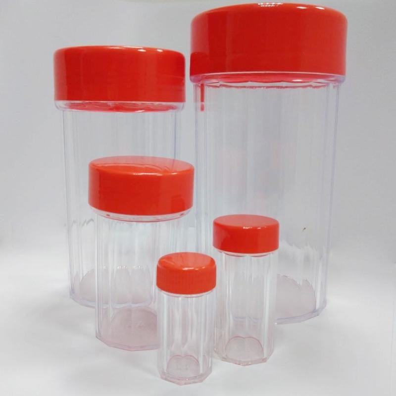 DA119｜含稅隨貨附發票  1,2號八角罐 藥粉罐 紅蓋塑膠罐 中藥瓶   粉末罐 收納罐XIAMI-細節圖2