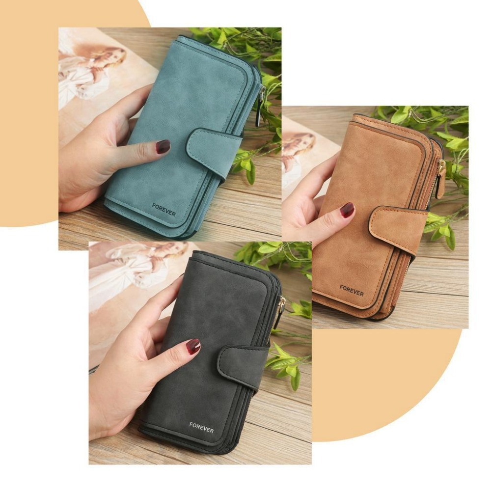 BG433｜新款三折女士錢包 磨砂零錢包 PU皮手拿包 多用途長款錢包 大容量復錢包 手拿零錢包 多卡位 拼接感-細節圖7