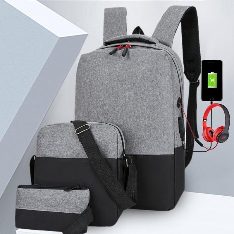 BC17｜休閒後背包 大容量後背包 時尚有型後背包 三件組後背包 側背包 後背包  筆袋 雙肩包-細節圖7