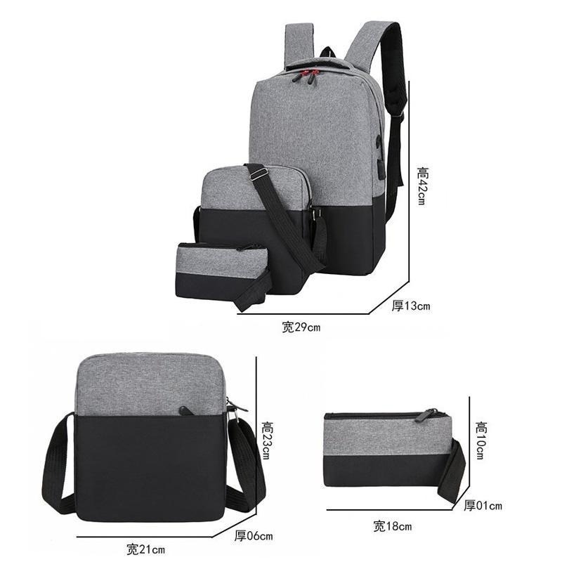 BC17｜休閒後背包 大容量後背包 時尚有型後背包 三件組後背包 側背包 後背包  筆袋 雙肩包-細節圖10