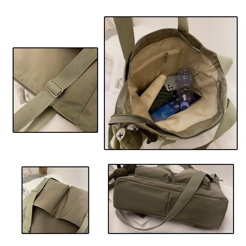 BG250｜素色多口袋大容量單肩帆布包 單肩包 手提包 簡潔 時尚手提袋 購物袋 帆布袋 托特包 可裝A4-細節圖6