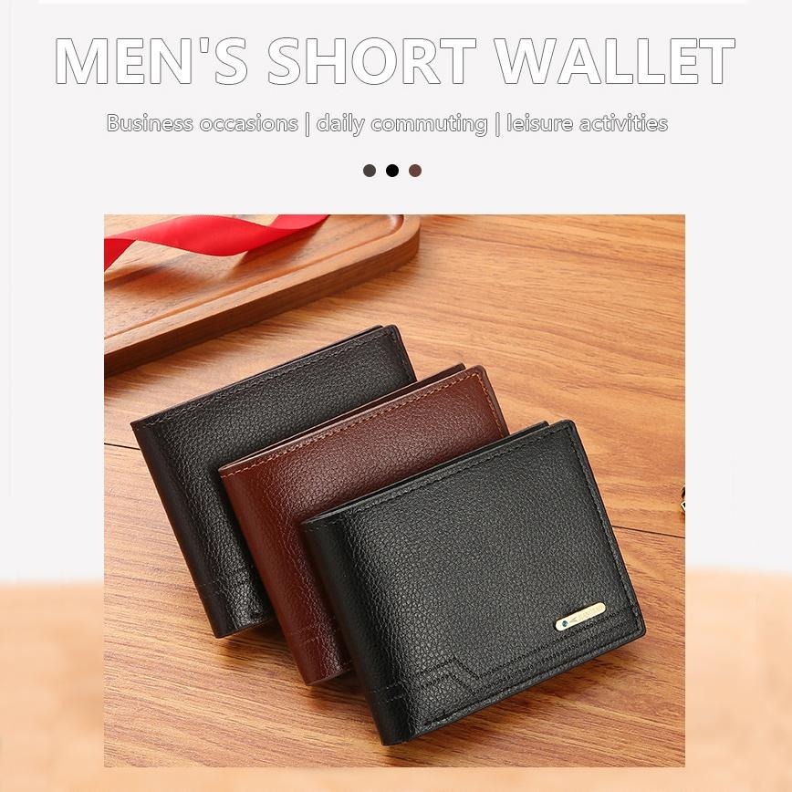 BG450｜新款荔枝紋短夾 男短款皮夾 時尚休閒 軟皮夾 多卡位大容量錢包 質感百搭短皮夾 錢包 休閒 多卡槽-細節圖3