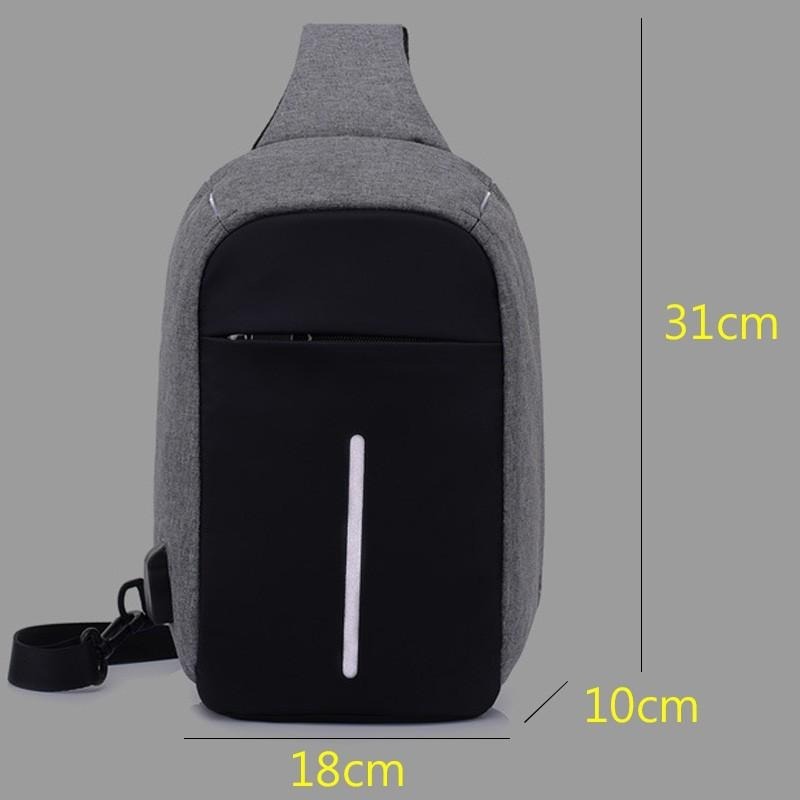 BF514｜大容量 胸包 防潑水 防盜 USB充電單肩包 背包 側背包 斜背包 流行 單肩包-細節圖3