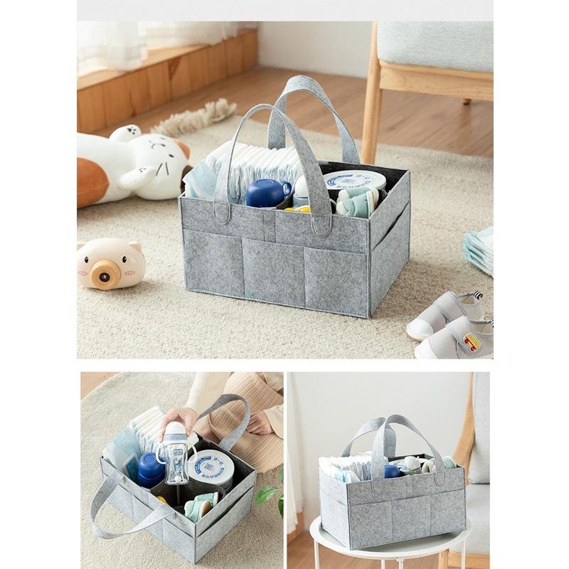 BJ112｜超實用手提毛氈媽咪包 手提包 毛氈包 可折疊 大容量旅行兼用收納包 分隔包 分格 媽媽包 車用收納包-細節圖3