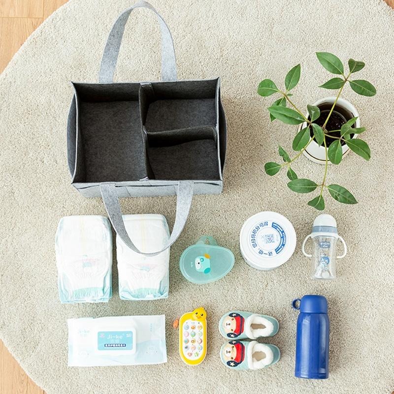 BJ112｜超實用手提毛氈媽咪包 手提包 毛氈包 可折疊 大容量旅行兼用收納包 分隔包 分格 媽媽包 車用收納包-細節圖4