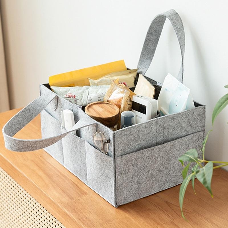 BJ112｜超實用手提毛氈媽咪包 手提包 毛氈包 可折疊 大容量旅行兼用收納包 分隔包 分格 媽媽包 車用收納包-細節圖5