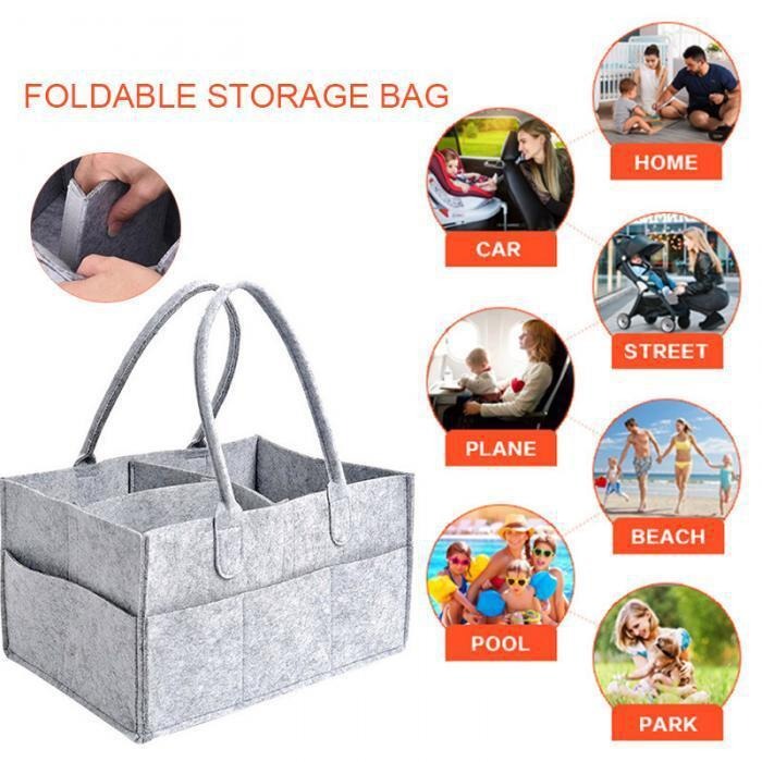 BJ112｜超實用手提毛氈媽咪包 手提包 毛氈包 可折疊 大容量旅行兼用收納包 分隔包 分格 媽媽包 車用收納包-細節圖8