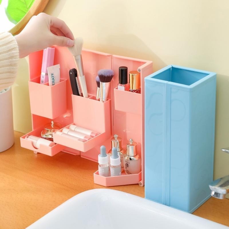 B375｜文具收納盒 桌面收納盒 磁吸式多功能收納盒筆筒 磁吸折疊文具盒 直立收納盒 收納 多格分類 彩妝-細節圖4