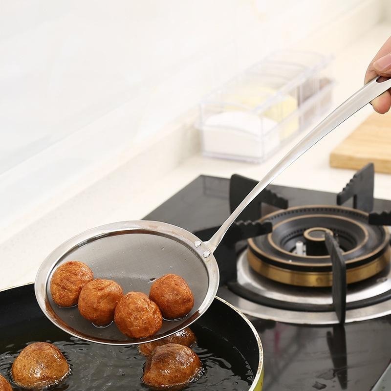 B364｜ 不銹鋼過濾網 油渣過濾網 豆渣過濾網 長柄過濾網 長柄果汁過濾勺不銹鋼濾油網 圓柄濾油勺xiami-細節圖4