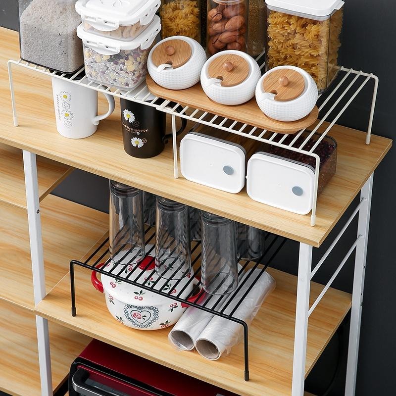 HA042｜伸縮鐵藝置物架 調味品收納架 廚房置物架 置物架 日式鐵藝廚房置物架 碗碟架 增高架 層架 整理架-細節圖3