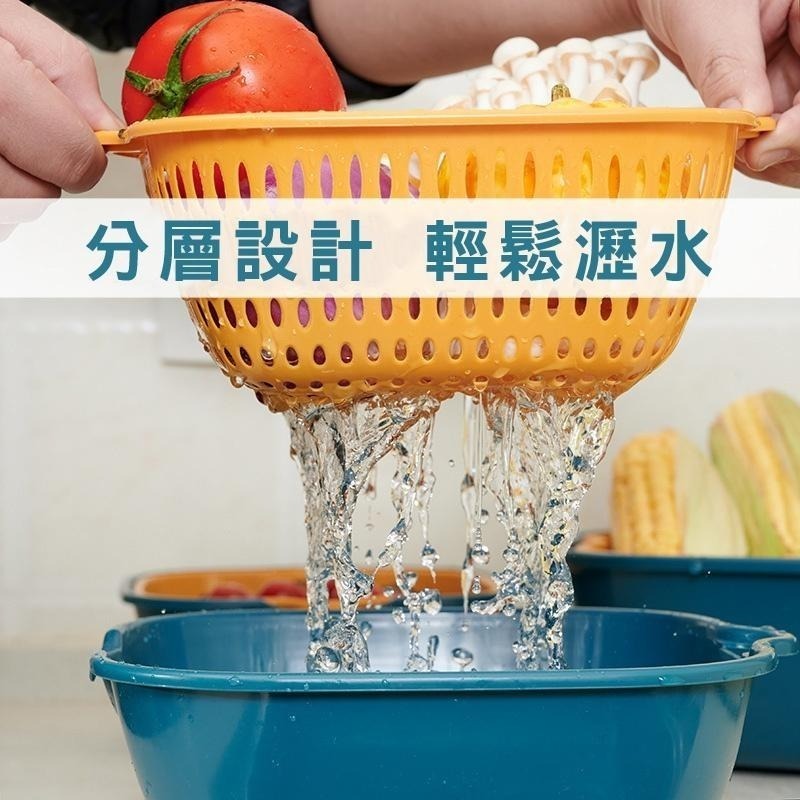 DH061｜廚房六件組瀝水籃 家用方形多功能瀝水籃 瀝水籃 洗菜幫手 洗水果 洗菜 廚房瀝水籃 洗菜籃 水果籃-細節圖5