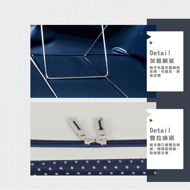 DH090｜日系透明可折疊鋼架收納箱 尼龍防水整理箱 衣服被子玩具收納整理儲物箱棉被收納 折疊收納箱 雙開式-細節圖8