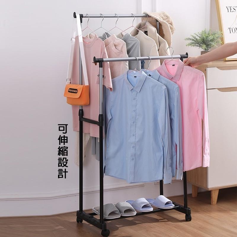 HA320｜輕巧雙桿曬衣架 附滾輪 衣架 曬衣桿 晾衣架 晾衣架 曬衣服 晾衣桿-細節圖7
