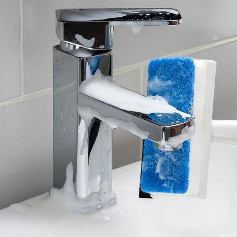 DA071｜刮+洗二合一 衛浴室鏡子清潔刷 玻璃海綿刷 門窗清潔刷具 刮水器 雙面刷頭清潔-細節圖7