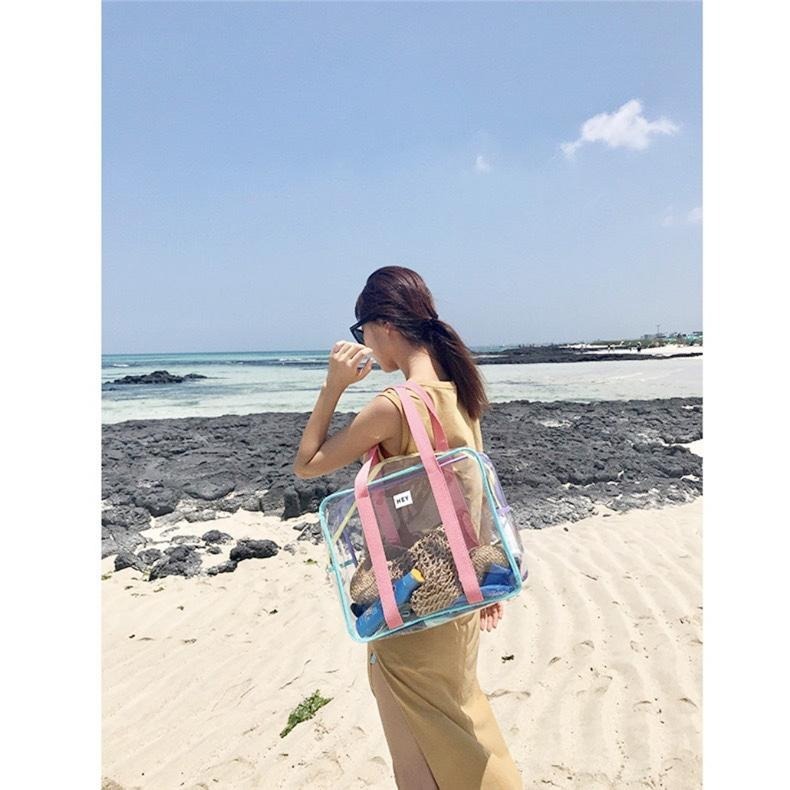 BJ250｜甜美透明果凍手提袋 購物袋 果凍包 防水收納袋 游泳袋 防水袋 戲水 游泳透明防水沙灘包xiami-細節圖5