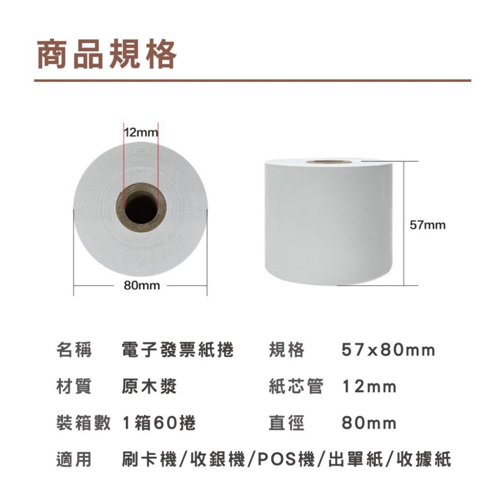 R009｜感熱紙捲  57x80x12 電子發票 60捲裝 財政部規範 SGS檢測 發票紙 熱感紙-細節圖5