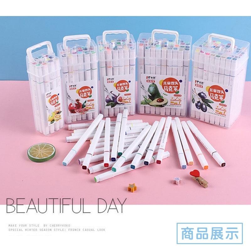B753｜插畫雙頭馬克筆套裝 馬克筆 12色24色36色水性筆 斜頭 兒童彩筆 繪畫筆xiami-細節圖8