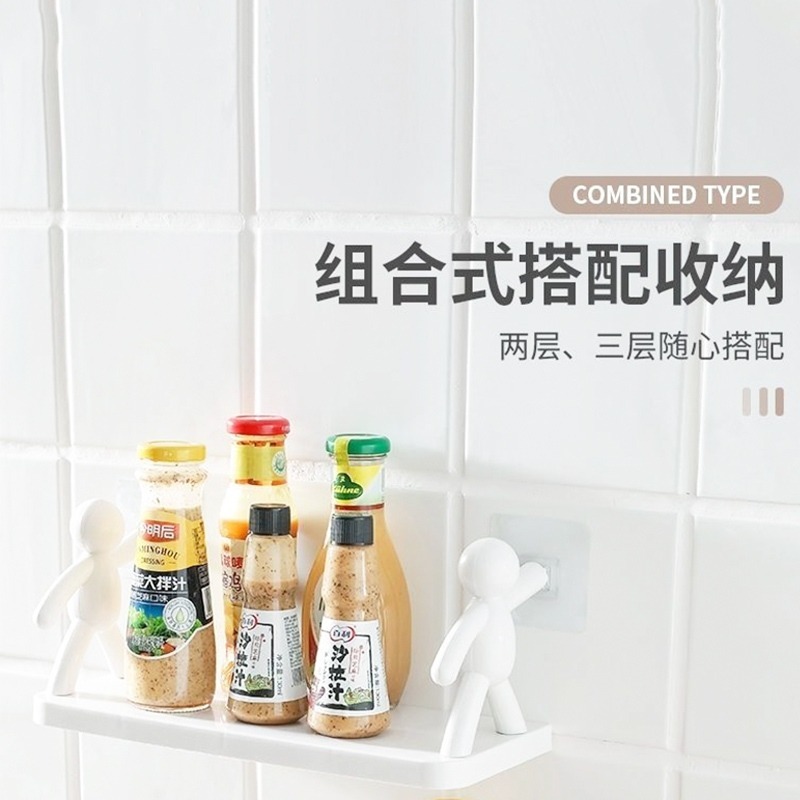 DH161｜人型壁掛置物架 免釘免打孔  調料架 浴室廚房衛浴 無痕收納架 小人置物架-細節圖4