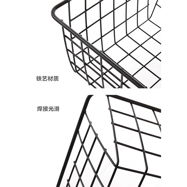 HA048｜工業風 日式鐵藝收納筐 收納籃 收納鐵籃 置物籃 置物架 收納架 日式鐵藝 簡約方型收納籃 收納-細節圖8