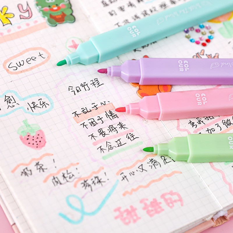 B748 | 糖果色螢光筆 魔術螢光筆 大容量記號筆 糖果色筆 重點標記 寬筆身 文具-細節圖5