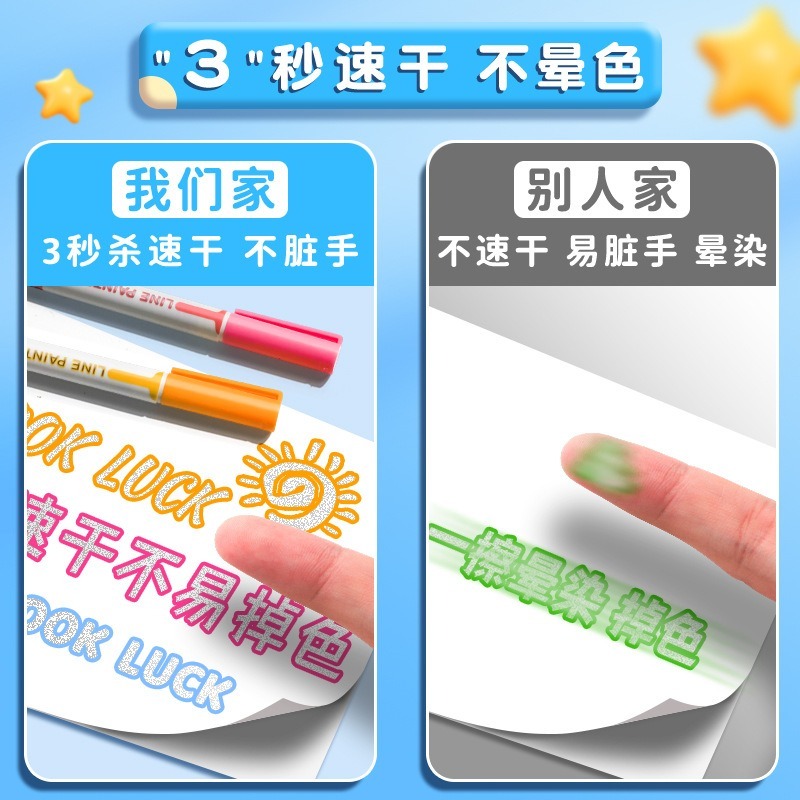 B789 | 8色/24色雙線輪廓筆 輪廓筆 雙線筆 油漆筆 麥克筆 馬克筆 簽名筆 螢光筆 繪畫用具-細節圖7