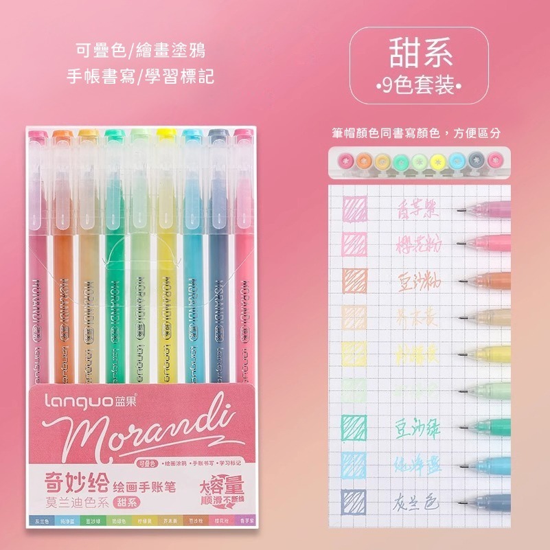 C015 | 手帳筆 針管筆 莫蘭迪中性筆 標記筆 手帳套組9支裝 手帳文具 手帳原子筆 中性筆-規格圖7