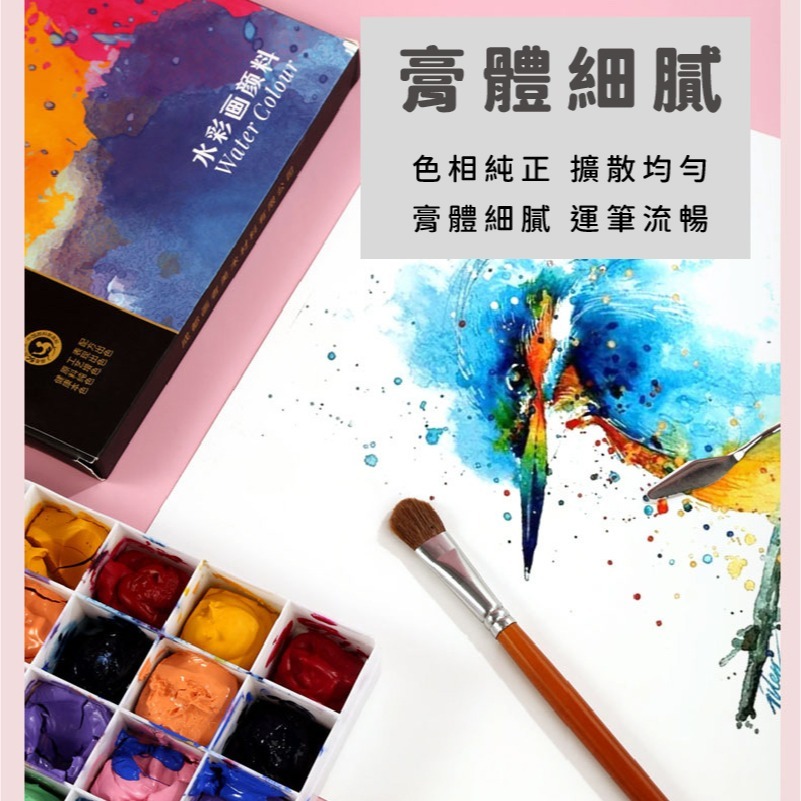 C014 | 水彩顏料 水彩 顏料 藝術水彩 粉彩顏料 12色顏料 畫圖 水彩畫 多色顏料-細節圖5
