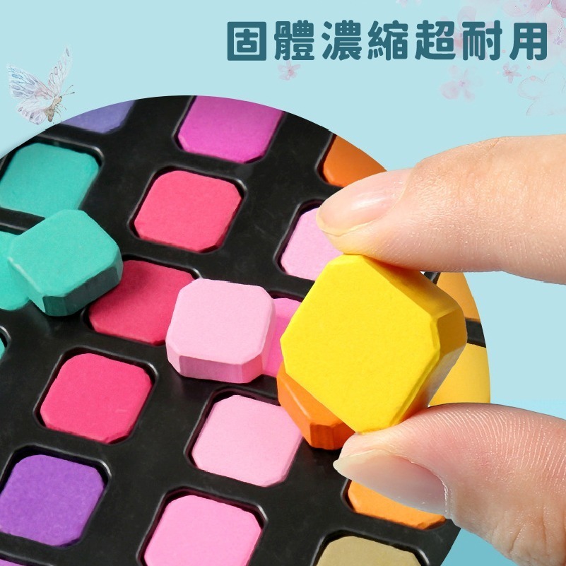 C019 |  固體水彩8色  16色 24色 48色 水彩盒 固態水彩套組 水彩 水彩筆鐵盒組 水彩顏料 水彩筆套組-細節圖3