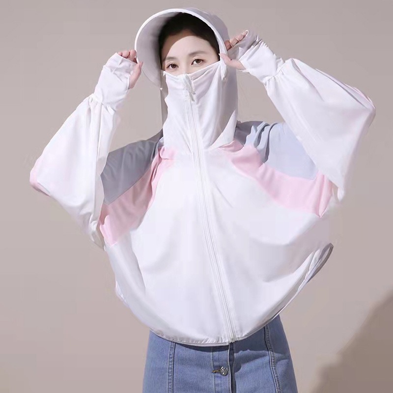 B806 | 拼接 冰絲 涼感 輕薄 防曬連帽長袖外套 薄外套 防曬外套 防曬 涼感外套 蝙蝠衫 防曬衣 透氣披肩-細節圖5