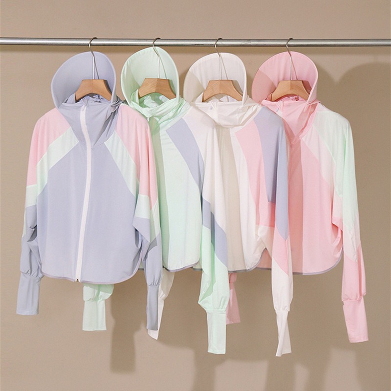 B806 | 拼接 冰絲 涼感 輕薄 防曬連帽長袖外套 薄外套 防曬外套 防曬 涼感外套 蝙蝠衫 防曬衣 透氣披肩-細節圖7