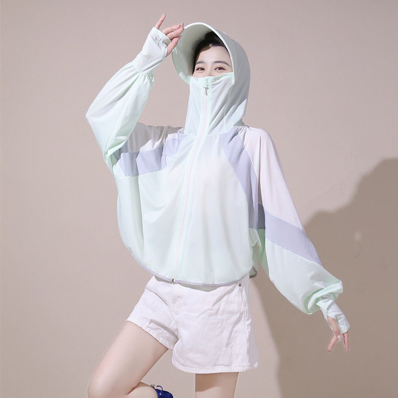 B806 | 拼接 冰絲 涼感 輕薄 防曬連帽長袖外套 薄外套 防曬外套 防曬 涼感外套 蝙蝠衫 防曬衣 透氣披肩-細節圖8