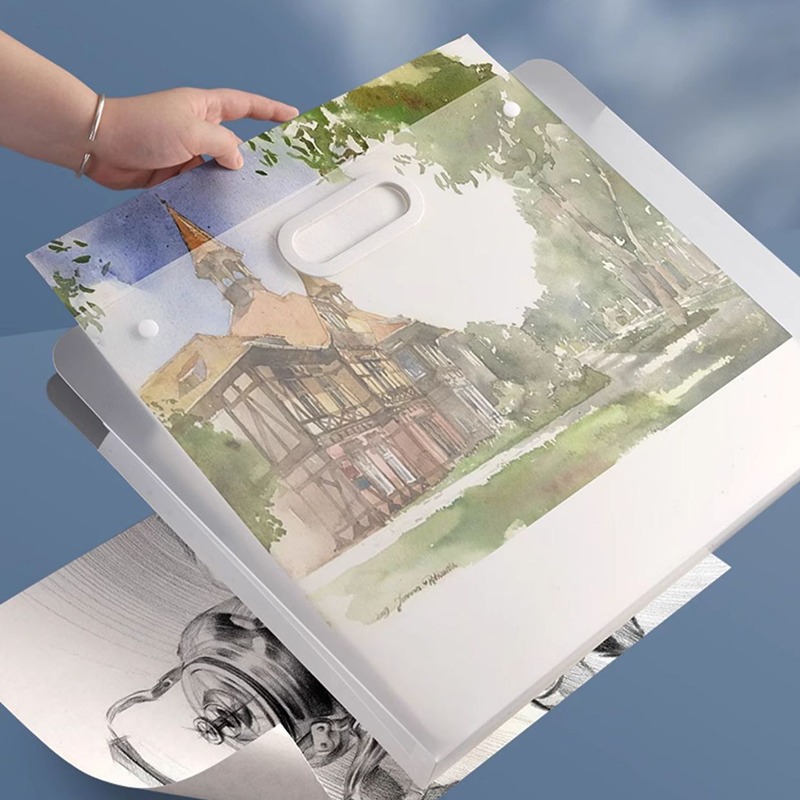 B788 | 畫稿手提袋 大容量畫圖袋 美術圖紙袋 公文袋 素描作品冊 手提資料袋 透明畫冊袋 海報收納 畫作收納-細節圖5