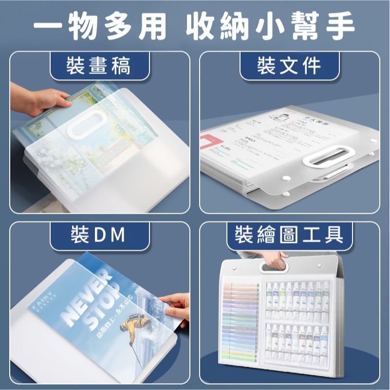 B788 | 畫稿手提袋 大容量畫圖袋 美術圖紙袋 公文袋 素描作品冊 手提資料袋 透明畫冊袋 海報收納 畫作收納-細節圖7