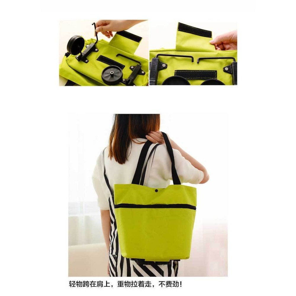 BJ8804 |  輕便走拉手提兩用 折疊拖輪包 購物包 購物袋 買菜 購物 車輪包 買菜車 收納 拖輪袋-細節圖5