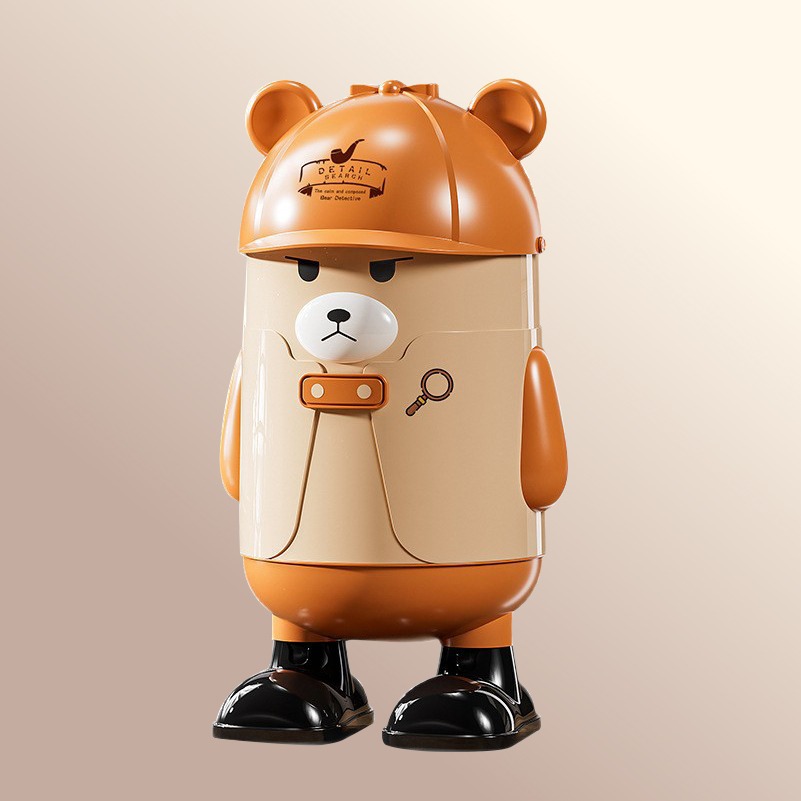 HA338 | 偵探熊造型垃圾桶 大容量立式收納桶 可愛家用垃圾筒 居家 臥室 客廳 擺飾垃圾桶-規格圖11